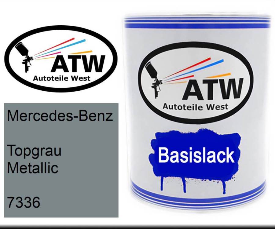 Mercedes-Benz, Topgrau Metallic, 7336: 1L Lackdose, von ATW Autoteile West.